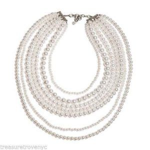 Treasure Trove NYC Faux Cultured Pearl Bib Necklace